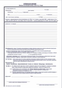 Oświadczenie złożone na wniosek strony