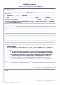 Oświadczenie o odpowiedzialności karnej A4